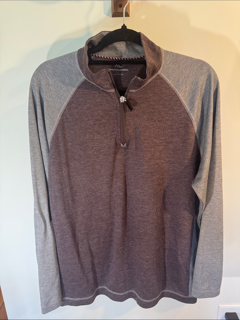 Johnston & Murphy Two-Tone Zip Pullover - Brown & Gray